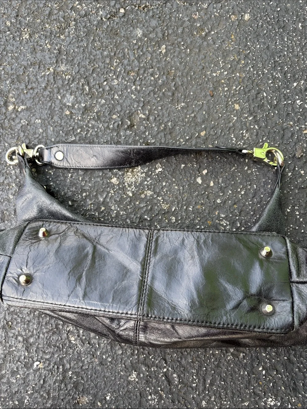HOBO Black Leather Hobo Shoulder Bag with Front Zip